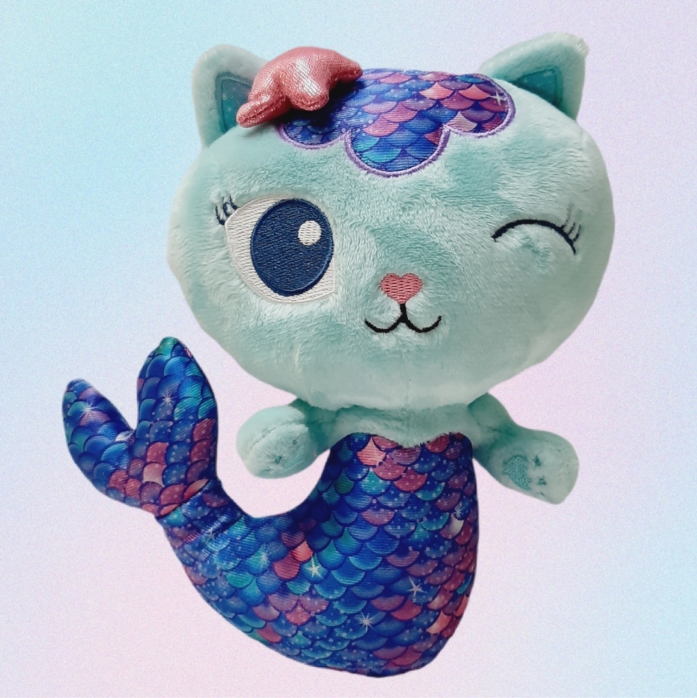 🍒  Mermaid Kitty Mer-Cat Gabby's Dollhouse Mer Cat Wink Plush Soft Kids Toy
